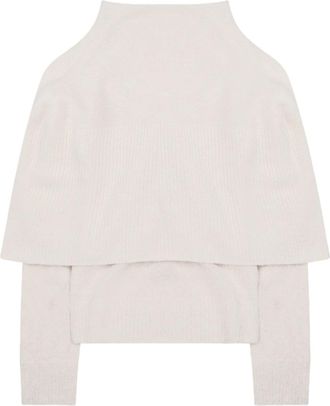 Alysi Layered White Merino Wool-Cashmere Knit Sweater