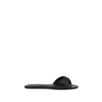 Saint Laurent Sliders, female, Black, Size: 7 1/2 US Babylone Flat Sandals