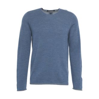 Hannes Roether Round-neck Knitwear, male, Blue, Size: 2XL Classic Wool Sweater Blue Aw25