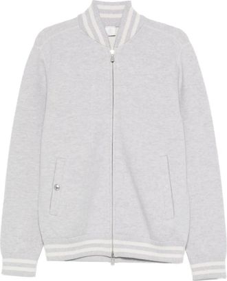 Eleventy Wollen bomberjack met gestreepte afwerking - Grijs