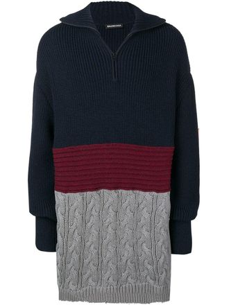 Balenciaga layered high neck sweater - men - Virgin Wool/Cotton - M - Blue