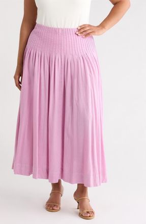 Treasure & Bond Pleated Linen Blend Maxi Skirt in Pink Gale at Nordstrom, Size 2X