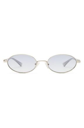 Le Specs 55mm Icicle Oval Sunglasses in Silver /Smoke Mono at Nordstrom