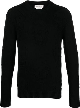 Alexander McQueen Skull Jacquard Katoenen Jumper - Heren - Ronde hals truien - Zwart - S - Katoen - Truien & Vesten