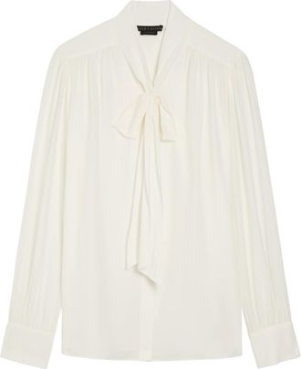 Alice & Olivia Thayer Neck tie Georgette Blouse - White - XL (UK16 / XL)