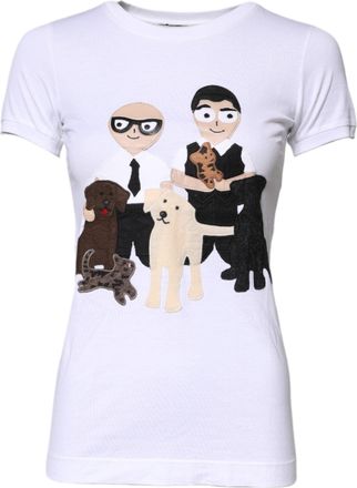 Dolce & Gabbana Womens White Cotton dgfamily Embroidery T-Shirt