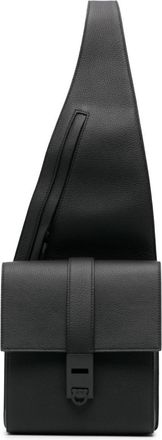 Ferragamo Black Asymmetric Shoulder Bag - Mens - CALFSKIN/Fabric