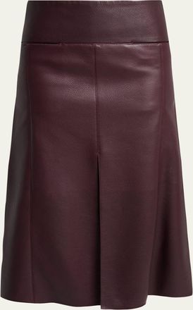 Alaia Leather Slit Midi Skirt