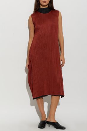 Pleats Please Issey Miyake Pleated Dress, Womens, Red