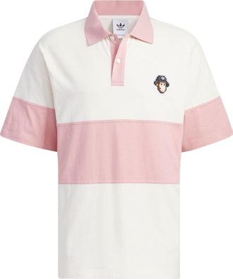 adidas originals x Monkey Kingdom Short Sleeve Polo Shirt Pink White IP1800