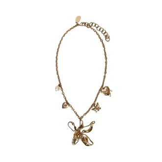 Twinset Accessoires, Dames, Geel, ONE Size, Leer, Maxi Bloem Filigraan Ketting