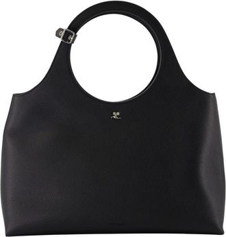 Courr&egrave;ges Calfskin Shoulder Bag Black