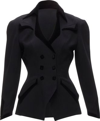 Thierry Mugler curved lapel velvet shadow peplum blazer