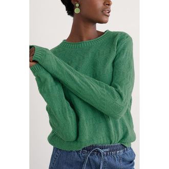 Seasalt Cornwall Kinter Organic Cotton Crewneck Sweater in Knit Melange Pine at Nordstrom, Size 8 Us