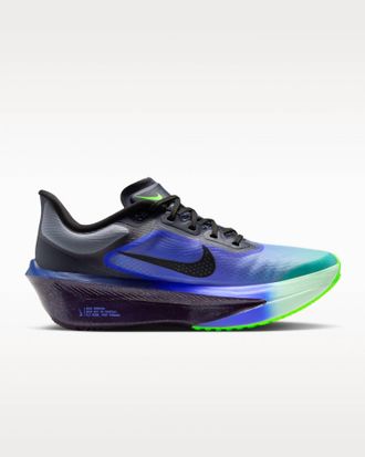 Nike Womens Zoom Fly 6 Glam Running Shoes In Dark Obsidian/racer Blue/emerald Rise/black