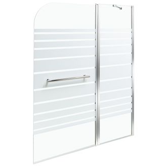 Beliani Mampara De Ba&ntilde;o Minimalista Con Puerta De Vidrio Templado Plateado 140 X 100 Cm Tuapi