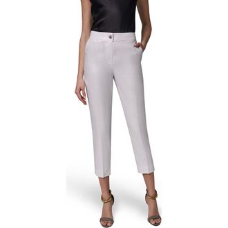 DKNY Metallic Linen Crop Pants in Cream/Silver at Nordstrom, Size 10