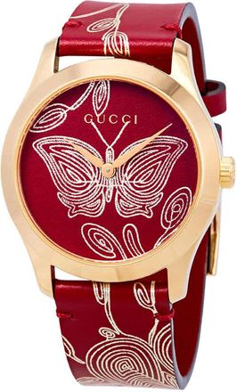 Gucci G-Timeless Red Dial Red Leather Watch YA1264054