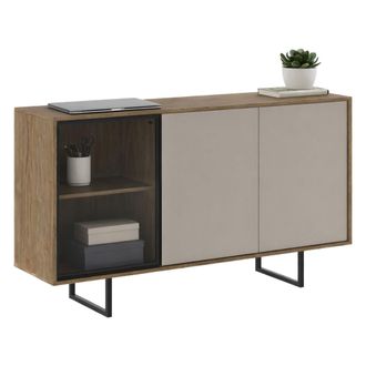 Dmora Alacena Capena, Aparador 3 Estantes, Apertura Batiente, 3 Puertas, 184x40x87h Cm Beige