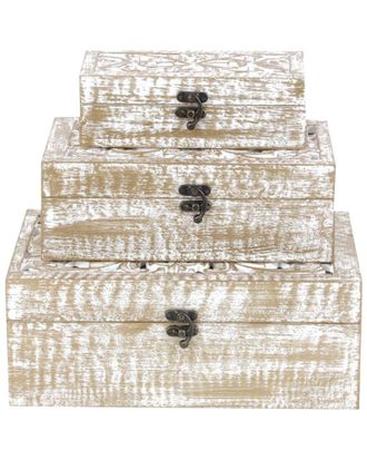 UMA Enterprises Inc. Set Of 3 Floral Handmade Decorative Boxes With Hinged Lid