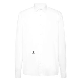 Philipp Plein Sugar Daddy Cut Shirt - Heren - Zakelijke Overhemden - Wit - M - Katoen - Overhemden