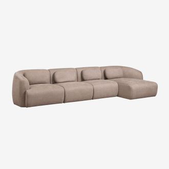 Sklum Sof&aacute; Modular Chaise Longue Derecho De 4 Piezas En Chenilla Coquette Sklum