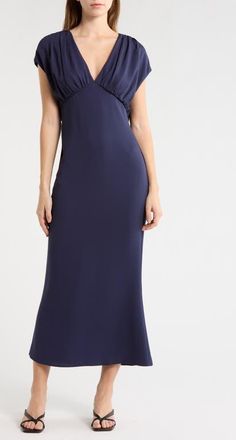 Staud Char Empire Waist Dress in Navy at Nordstrom, Size 00