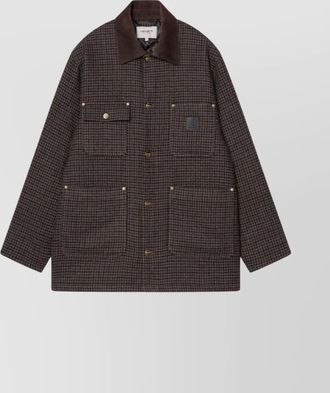 Carhartt Work in Progress lowis houndstooth chore coat pockets