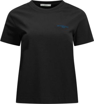 Givenchy Slim T-shirt met geborduurd logo - Dames - T-shirts - Zwart - L - Katoen - Tops