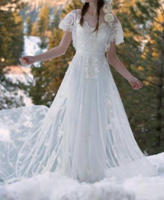 Watters Heartleaf Open Back Wedding Dress In Ivory/ivory/ivory