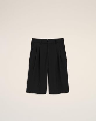 Ami Black New Wool Low Waist Wide Bermuda Shorts Black - 34 - for Women