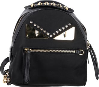 Fendi Pre-owned Womens Mini Bugs Zaino Studded Backpack in Black Calfskin Leather - One Size