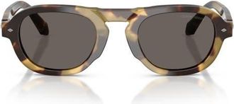 A|X Armani Exchange 49mm Pillow Sunglasses in Brown Yellow Havana /Grey at Nordstrom