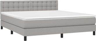 vidaXL Vidaxl - Cama Box Spring Con Colch&oacute;n Tela Gris Claro 160x200 Cm