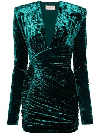 Alexandre Vauthier crushed velvet mini dress - Green