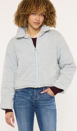 Kancan Luciana Denim Puffer Jacket in Light Wash at Nordstrom, Size X-Large