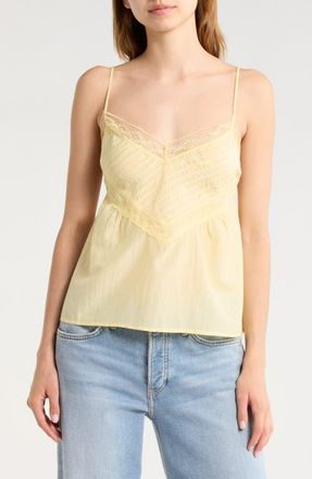 Re/Done Sofia Lace Trim Camisole in Shortbread at Nordstrom, Size X-Small
