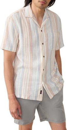 Faherty Breeze Linen BlendCamp Shirt in Golden Beach Stripe at Nordstrom Rack, Size Xx-Large