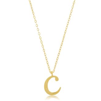 MAX + STONE 10k Solid White or Yellow Gold Dainty Script Initial with Extendable Necklace, 16+2 inches