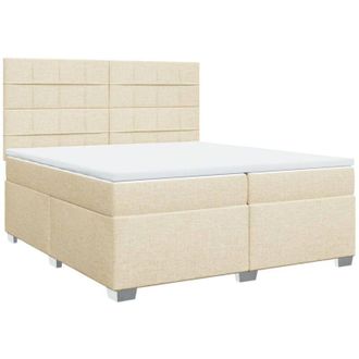 vidaXL Cama Box Spring Con Colch&oacute;n Tela Color Crema 200x200 Cm Vidaxl
