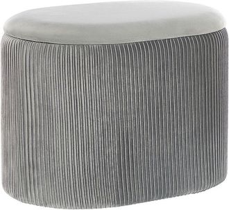 Beliani Puf De Terciopelo Gris Claro Almacenaje Reposapi&eacute;s Glamour Sala De Estar Dormitorio Richland