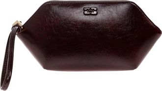 Ganni Cosmetische tas van eco-leer - Dames - Clutches - Rood - ONE Size - Leer - Tassen