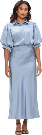 Notre-V Dames, Blouses & Shirts, Blauw, Maat: 2XL Leer