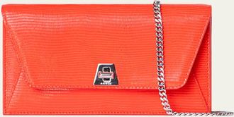 Akris Anouk Lizard-Print Clutch Bag w/ Chain