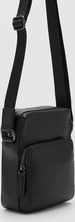 Mango Borsa tracolla similpelle follata nero - Uomo - Taglia unica - MANGO MAN