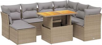 vidaXL Vidaxl - Juego De Sof&aacute;s De Jard&iacute;n Con Cojines Beige 8 Pzas Rat&aacute;n Pe