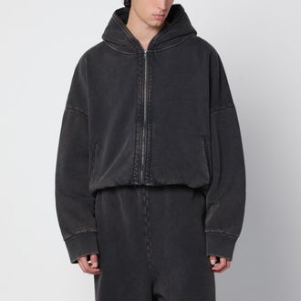 Entire studios Felpa con cappuccio Eternal Zip nera slavata