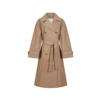 Calvin Klein Trench Coats, female, Brown, Size: XS Classic Cotton Blend Long Trench Coat