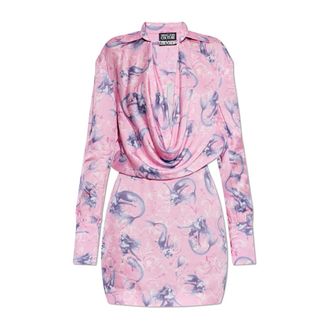 Versace Jeans Couture Short Dresses, female, Pink, Size: XS Printed Dress