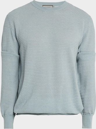 Canali Mens Brianza Geometric Wool Jacquard Crewneck Sweater